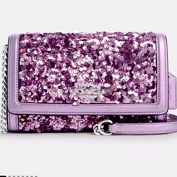 NWT COACH Lilac Flap Clutch Crossbody - Picture 1 of 10